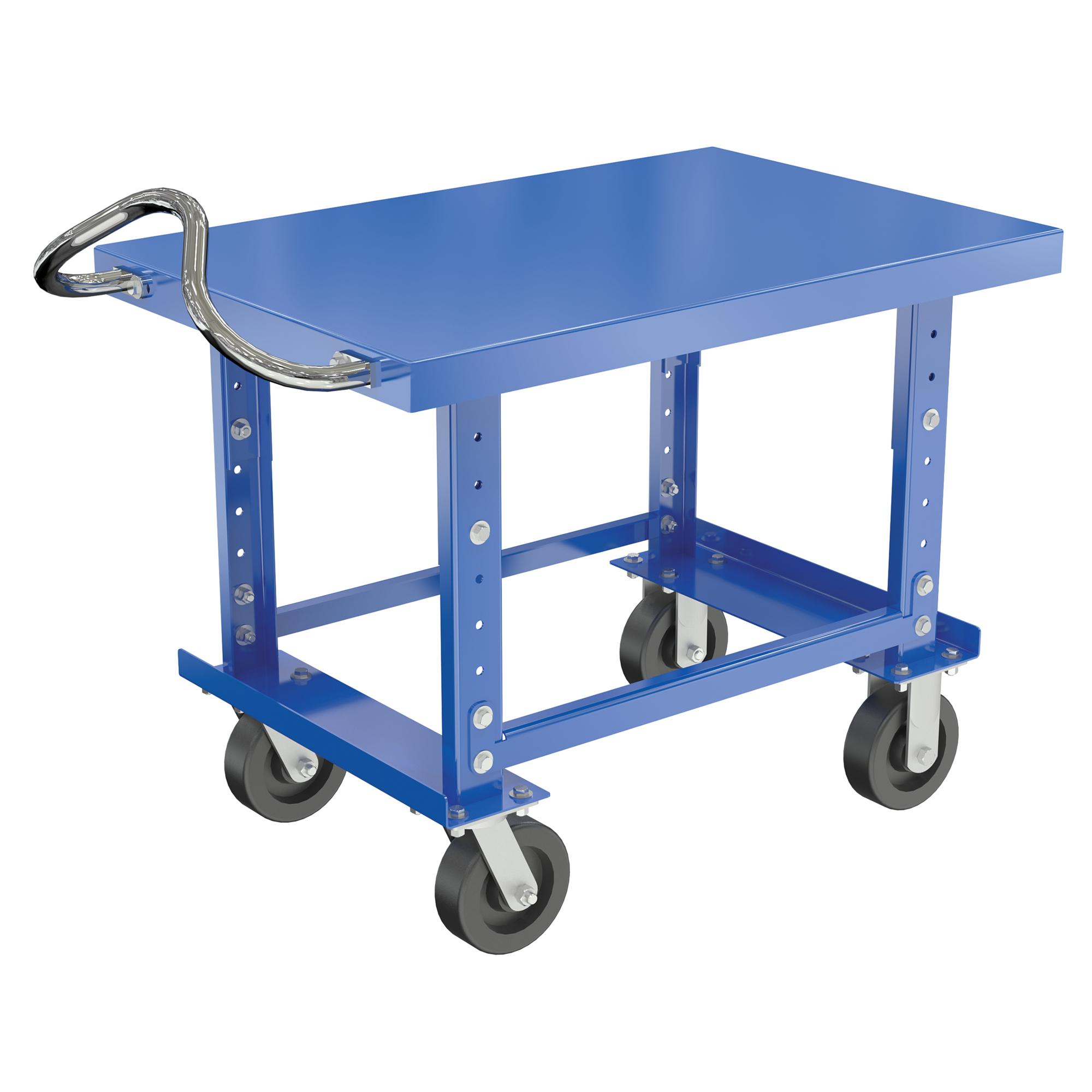 Vestil Adjustable Steel Shelf Cart — 24in. x 36in., Mold-On-Rubber Casters, 2,000-Lb. Capacity, Blue, Model# AHC-1-2436-MR